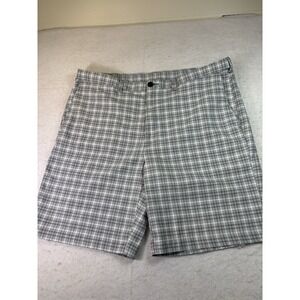 Cool 18 Pro Men's 40x9 Golf Shorts Gray White Plaid Expandable Waistband